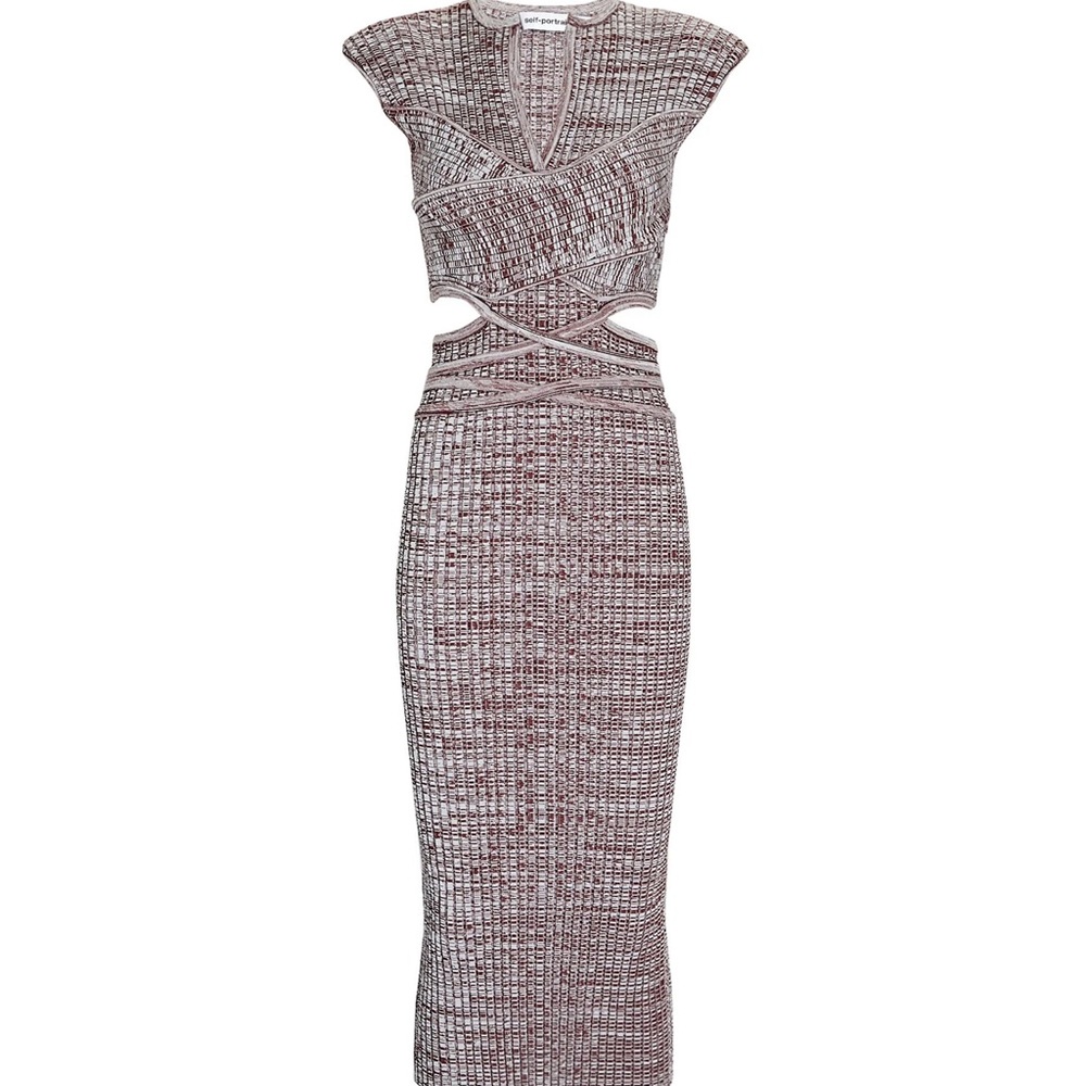 SELF-PORTRAIT
Crossover Rib Knit Midi Dress Size L - Picture 4 of 15